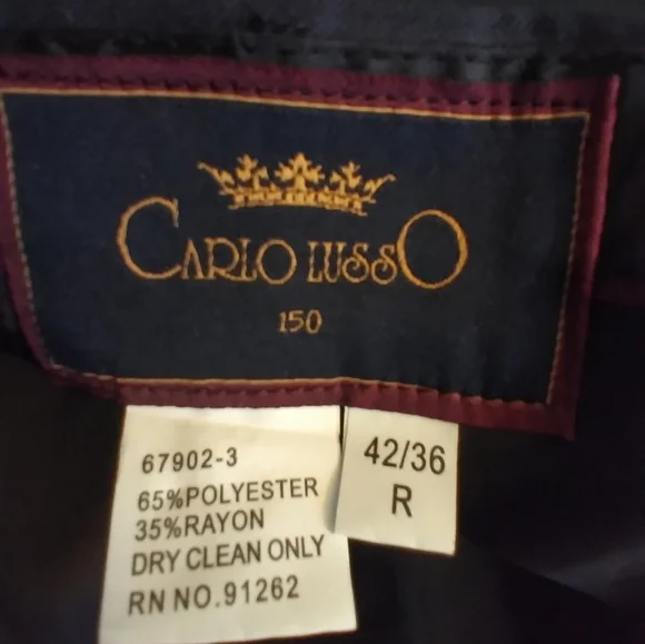 Carlo Lusso 2 Pc Black Pin Stripe Mens Suit Size 42 Business Office Lawyer Work - Picture 12 of 13